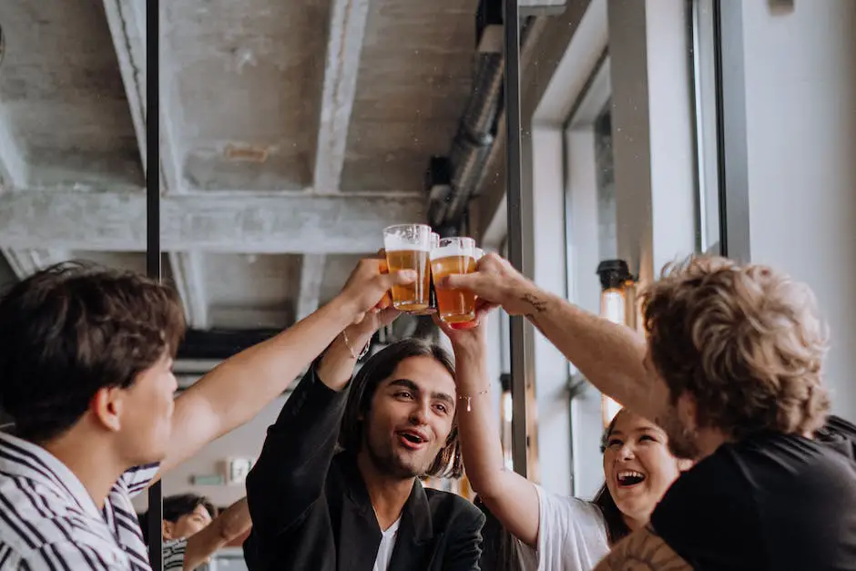 A festive image showing people raising beer mugs and enjoying Oktoberfest, representing the vibrant and joyful atmosphere of the celebration.