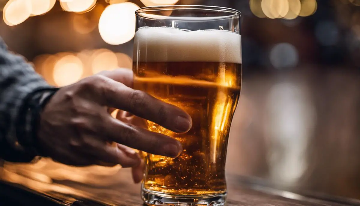 Image of a person holding a pint of beer, showcasing the connection between beer and marketing in the digital age.