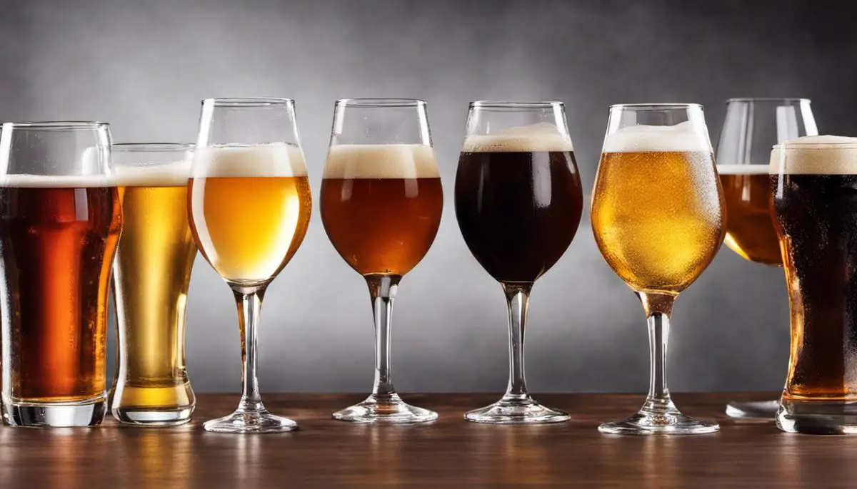 Different types of beers displayed in glasses