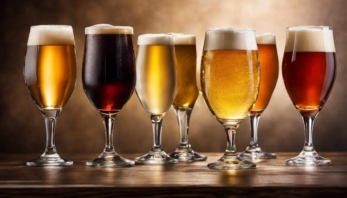 Image of different non-alcoholic beers served in glasses